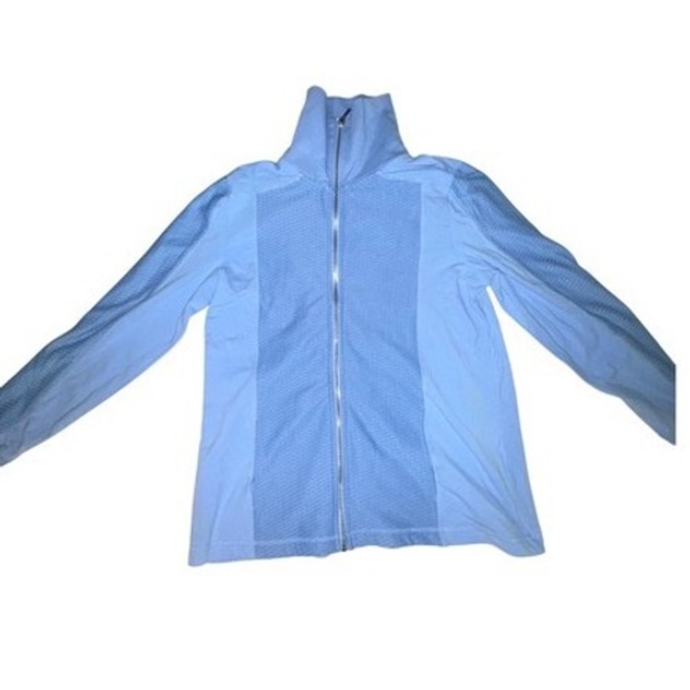 Croft & Barrow Womens Light Blue Full Zip Funnel Neck Textured Jacket Size M